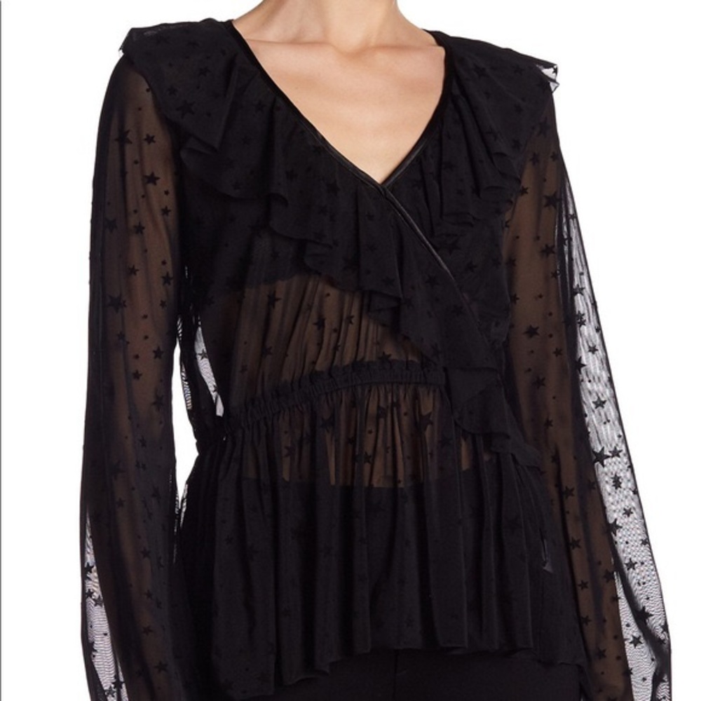 Harlowe and Graham Sheer Star Long Sleeve Top